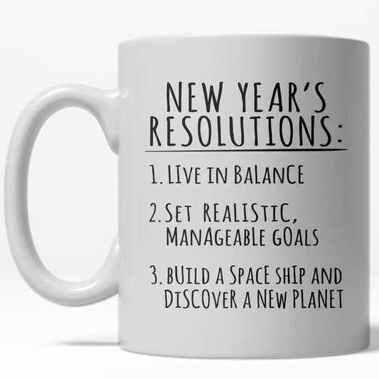 New Years Resolution Build A Spaceship Mug Funny Astronaut Coffee Cup - 11oz Funny Coffee Mugs Ceramic Printed Drinkware Cup