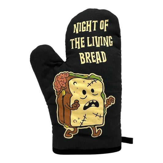 Night Of The Living Bread Funny Halloween Zombie Carbs Novelty Kitchen Utensils Funny Graphic Kitchenwear Halloween  Funny Food  Novelty Cookware Black -