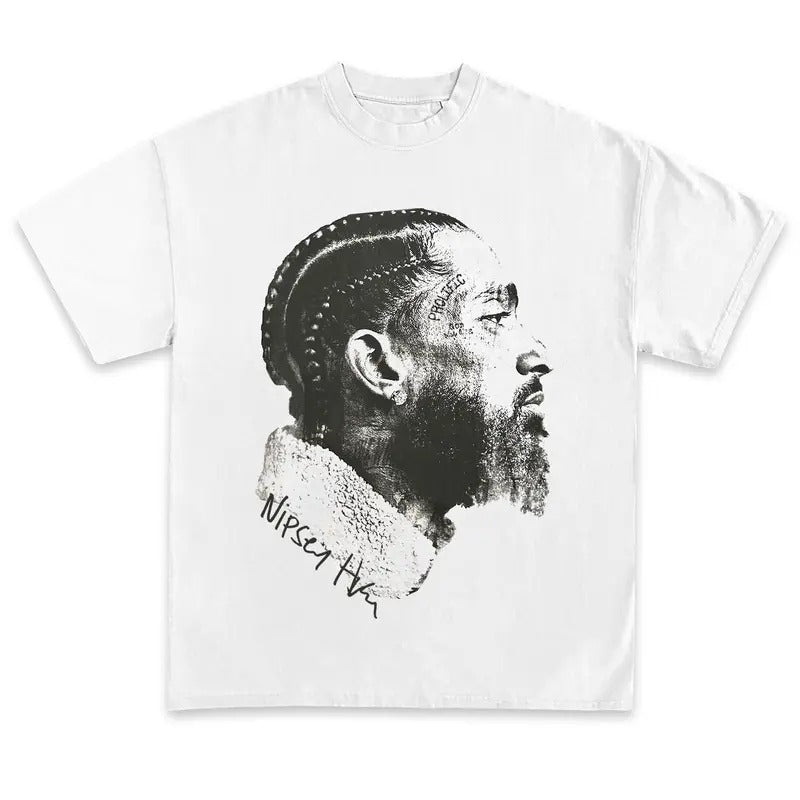 Nipsey T-Shirt Big Face Vintage Rapper Graphic Tee Rap Hip Hop Concert Merch Men Women Menswear Top