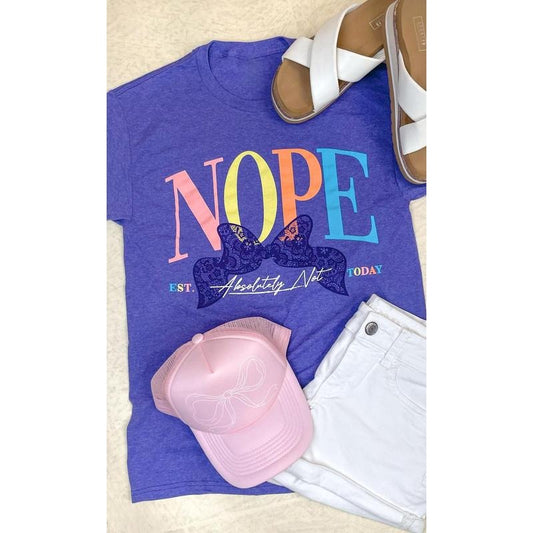 Nope Absolutely Not Lace Bow Graphic T-Shirt