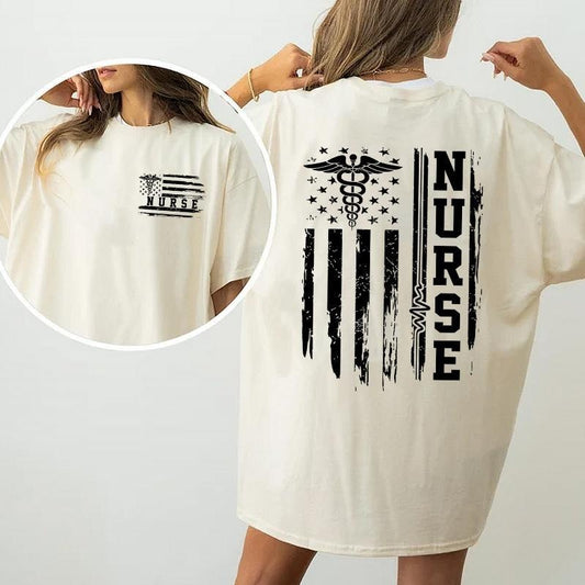 Nurse American Flag T-shirt, Nurse Appreciation Gift, Nurse Weeks Tee, Casual Graphic Top for Unisex