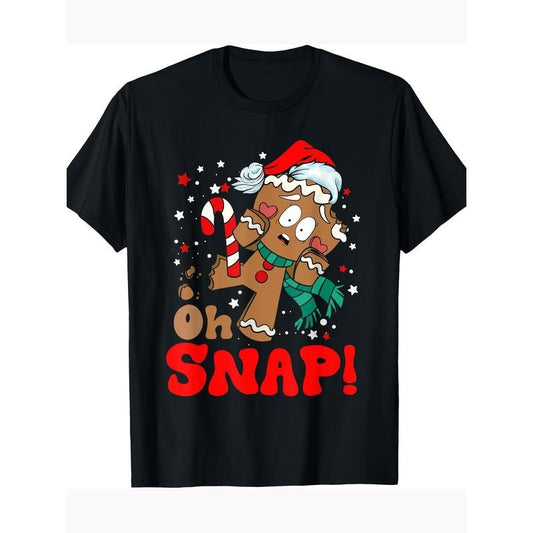 Oh Snap Gingerbread Man Christmas Funny Cookie Baking Xmas 220g 100% Cotton T-Shirt made in usa
