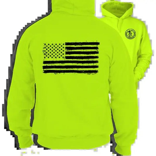 Old Glory -  High Visibility Hoodie Work Gear Cotton Poly Premium Blend - Funny, Sarcastic Designs For Blue Collar Workers Fabric Menswear Sweatshirt