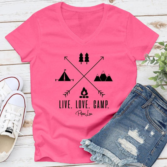 Live Love Camp Apparel, Proudly Printed In The USA, Tee / Tank / V Neck Gray / White / Blue / Hot Pink / Orange, #sassy #cute #blackprint