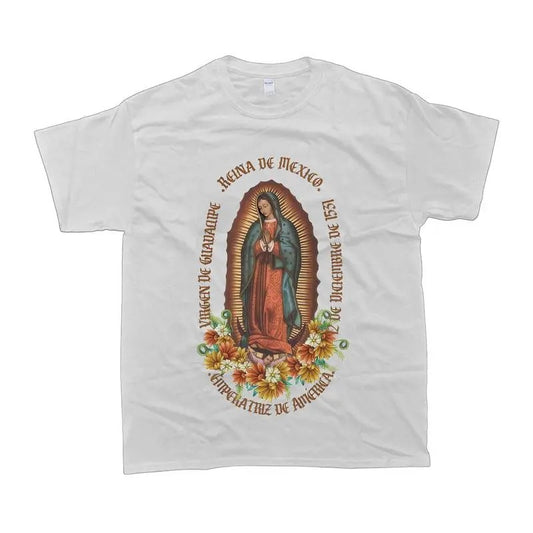 Our Lady Of Guadapule T-Shirt, Men's Regular Fit Letter Graphic Drop Shoulder Tee, Casual Streetwear Short Sleeve Round Neck T-shirt for Summer