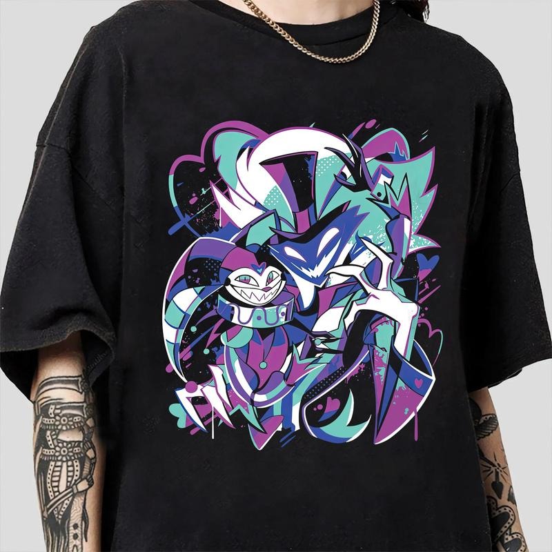 Ozzie x Fizz T-Shirt, Asmodeus x Fizzarolli Helluva Boss T-Shirt, Birthday Gift for Fans, Hazbin Hotel-2  Classic Fabric Top