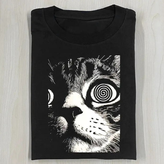 PSYCHEDELIC CAT Baby Tee, Cat High Crop Top, Unisex Meme Cringe Funny Dumb Shirt, Menswear Womenswear Streetwear