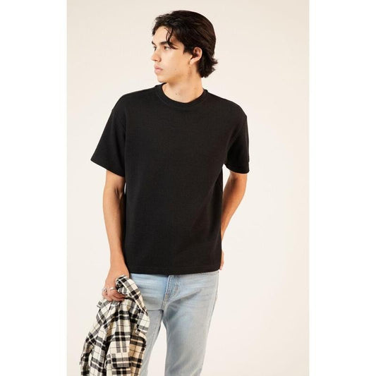 Pacsun Men's Black Solid Waffle Knit T-Shirt
