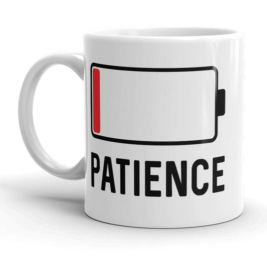 Patience Battery Mug Funny Sarcastic Coffee Cup - 11oz Funny Coffee Mugs Ceramic Printed Drinkware Cup