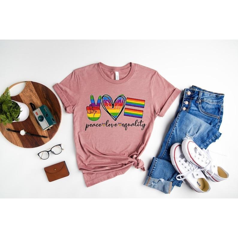Peace Love Equality Shirt, Rainbow Flag Shirt, Gay Pride Shirt, Pride Month Shirt, Gay Rights Shirt, Gay Rainbow Shirt, Pride Shirt