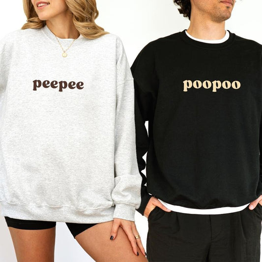 Peepee Poopoo Couple Sweatshirt, Funny Pee Poo Matching Tops, Adult Humor Crewneck, Wife Valentine's Day Gift for Husband, Bestie Matching Pullover
