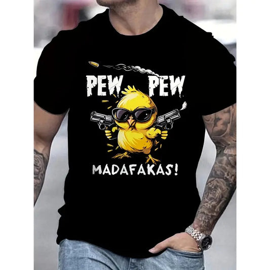Pew Pew Madafakas Print Men's T-shirt 100% Cotton Short Sleeve 2024 T-Shirt Crew Neck Graphic Print T-Shirt made in usa