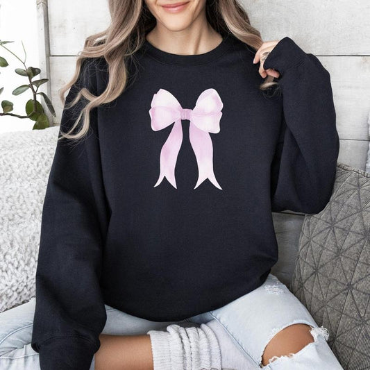 Pink Ribbon, Coquette, Cute, Adorable, Bow, Sweatshirt, Valentine's Day, Crew Neck, Women's, Crewneck, Valentine's Day, Love, Heart, Cupid