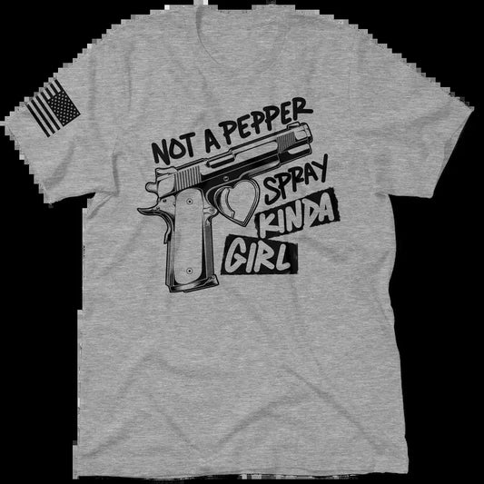 Pepper Spray Heather Gray T-Shirt Jersey Men's 30-Day Guarantee Quality Cotton/Poly Blend with Blue Collar - Menswear | Funny, sarcastic, Graphic Tees