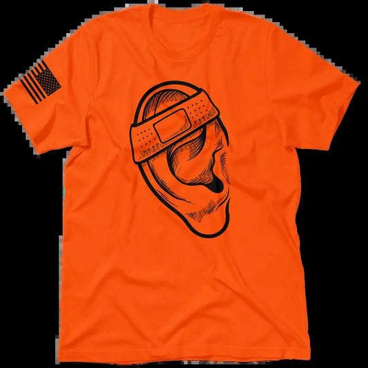Ear Hi Visibility Safety Orange T-Shirt Jersey Men's 30-Day Guarantee Quality Cotton/Poly Blend with Blue Collar - Menswear, Graphic Tees, Top Apparel