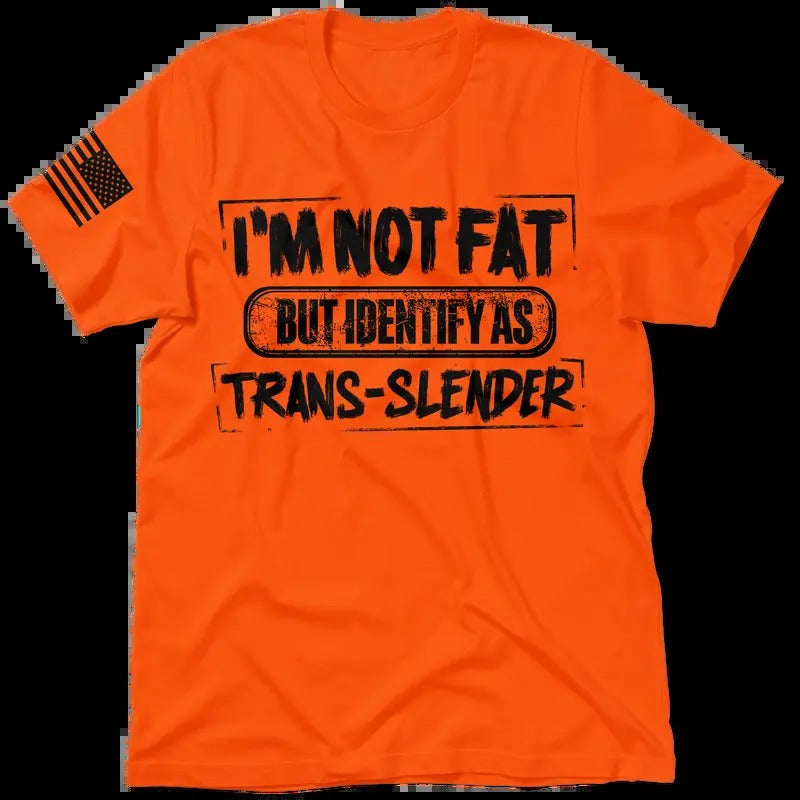 TransSlender Hi Visibility Safety Orange T-Shirt Jersey Men's 30-Day Guarantee Quality Cotton/Poly Blend with Blue Collar - Menswear, Top Apparel, Funny, Sarcastic, Graphic Tees