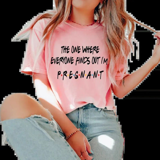 Pregnancy Reveal T Shirt, The One Where Everyone Finds Out I'm Pregnant, Pregnancy Announcement Tshirt, Unisex Short Sleeve Tee, Casual Clothing