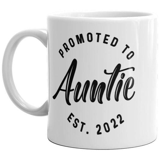 Promoted To Auntie 2022 Mug Funny Family Baby Announcement Coffee Cup-11oz Funny Coffee Mugs Ceramic Printed Drinkware Cup