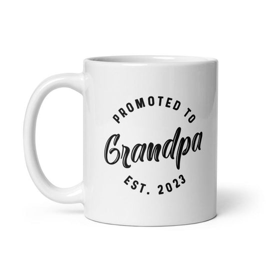 Promoted To Grandpa 2023 Mug Funny Family Baby Announcement Coffee Cup-11oz Funny Coffee Mugs Ceramic Printed Drinkware Cup