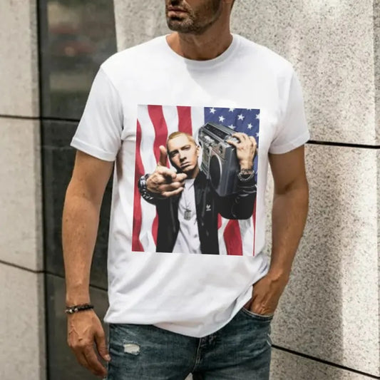 Rap T Shirt, Hip Hop Legend Shirt, Unisex Graphic Tee With American Flag Background, Rap Legend T Shirt, Gift For Fan, Viral Shirt, Unisex T-Shirt, Gifts For Men Women, Short Sleeve Tee Shirt, Gifts For Birthday Fathers Day Christmas Anniversary