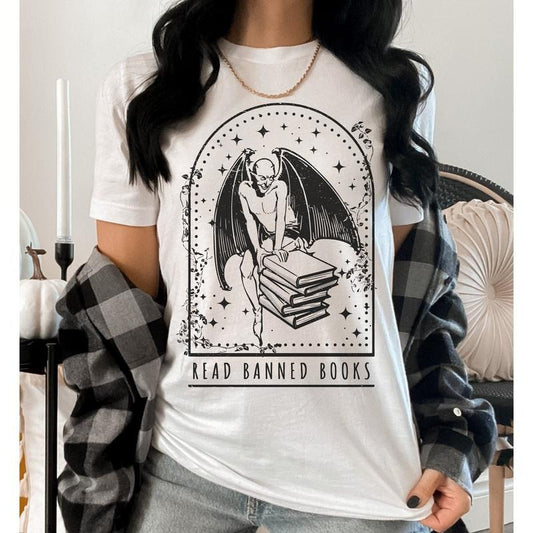 Read Banned Books Shirt - Bookish Shirt Dark Academia Clothing Book Tshirt Mall Goth Shirt Bookcore Shirt Poet Shirt Book Lovers Gift
