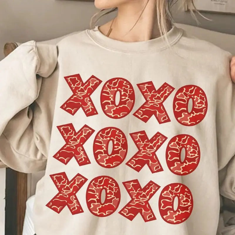 Red Camoflage Valentines Xoxo Sweater, Camo Wife, Camo Mom Shirt, Camo Hunting Valentine's Gift
