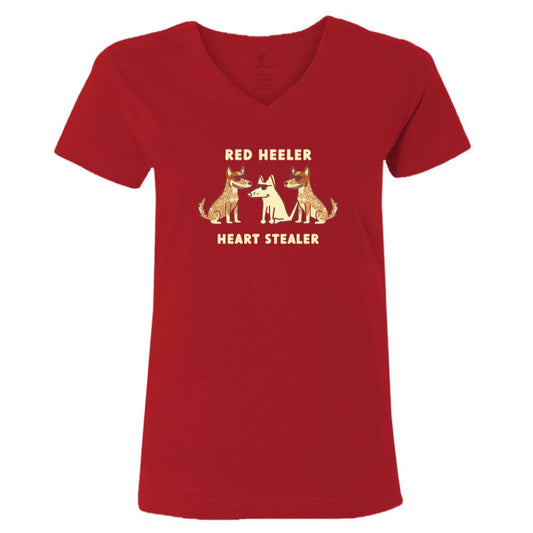 Red Heeler Heart Stealer - Ladies T-Shirt V-Neck