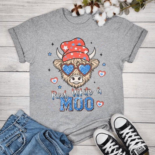 Red, White and Moo Graphic T-shirt