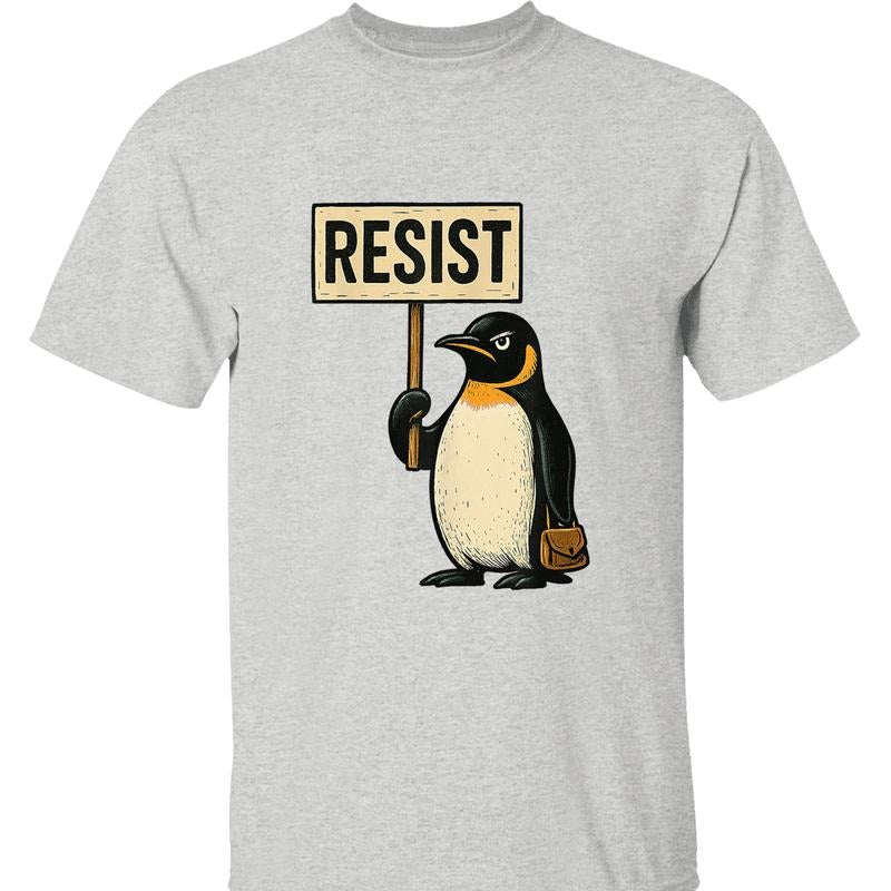 Resist Penguin T-Shirt - Anti Trump, Anti Fascist Graphic Tee for Political Protest, Activism, and Social Justice Movements