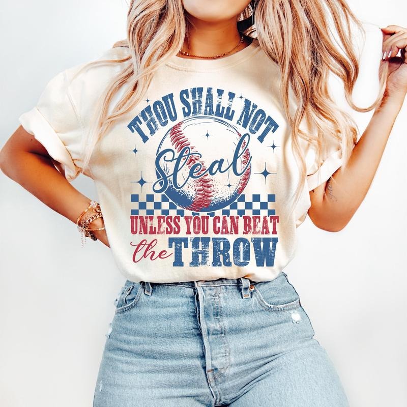 Retro Baseball T-Shirt, Funny Baseball T-Shirt, Thou Shall Not Steal, Game Day T-Shirt, Checkered Baseball T-Shirt, Baseball Mama T-Shirt, Baseball Mom T-Shirt