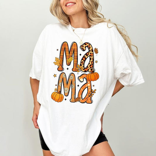 Retro Fall Mama Comfort Colors Shirt, Autumn Pumpkin Mama Vintage Graphic Printed Tee, Fall Vibes Mom Unhinged Shirt, Comfort T-shirt For Women, Gift Shirt For Mom, Autmn Gifts, Mama Tee, Women's Top, Womenswear, Cotton Fabric Relaxed Fit Chic Style