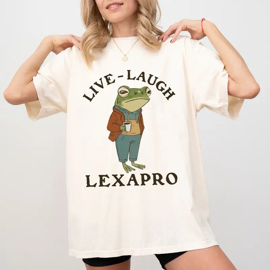 Retro Funny Live Laugh Comfort Colors Shirt, Mental Health Unisex T-shirt, Funny Meme Frog Tee, Sarcastic Women Clothing