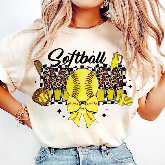 Retro Softball Mama tshirt, Game Day Bow sweatshirt, Checkered Softball T-Shirt, mother's day gift