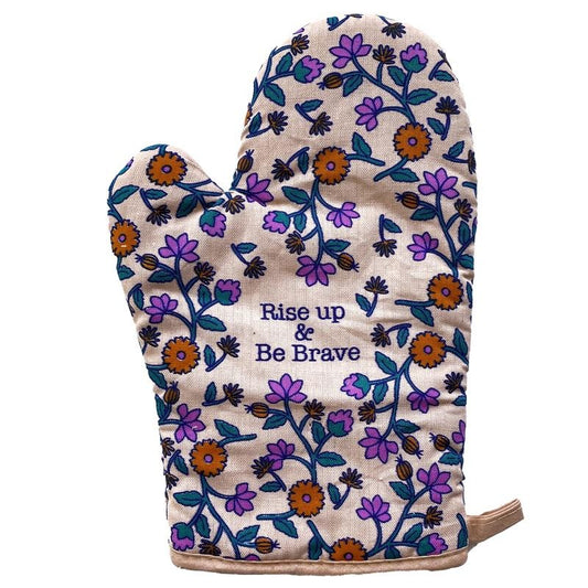 Rise Up And Be Brave Oven Mitt Empowerment Motivational Message Kitchen Glove Funny Graphic Kitchenwear Funny Motivational  Novelty Cookware White