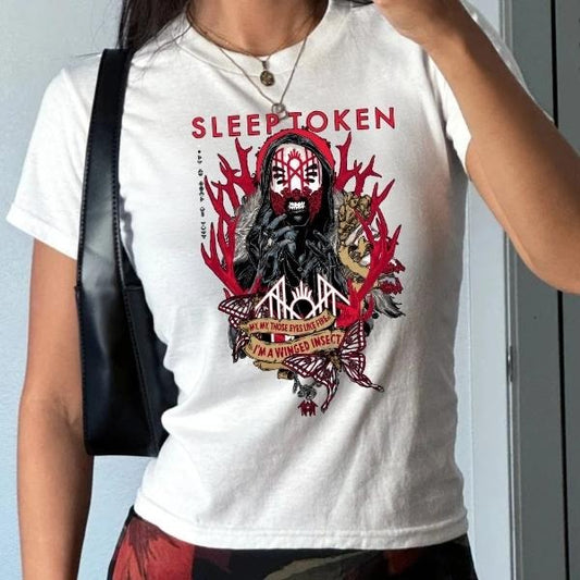 Rock Band Sleep Token Butterfly Rock Band Baby Tee, Croptop Made Of Bella Canvas Fabric, Graphic Band Shirt