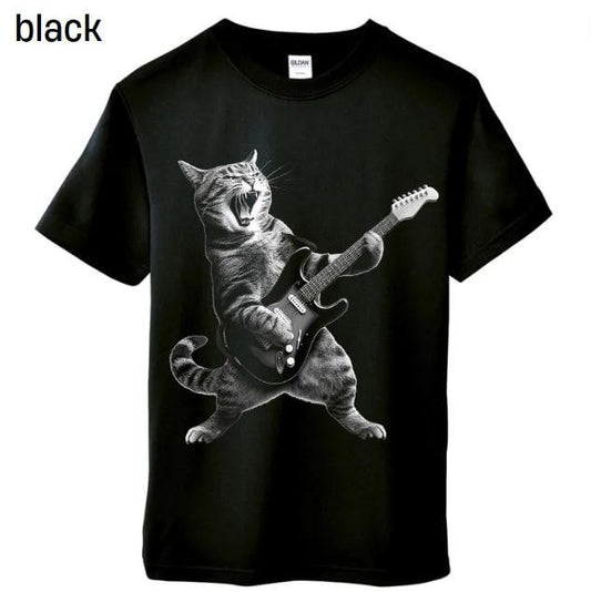 Rock Cat Playing Guitar Vintage Shirt, Cat Playing Guitar Rock and Roll Rock Star For Men Women Kid T-Shirt, Funny Gift, Menswear Top Shortsleeve