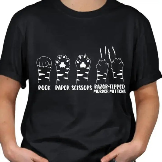 Rock Paper Scissors Funny Cat Casual Softstyle T-shirt Shortsleeve Streetwear women