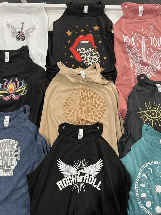 Rocker Highneck Tanks Graphic High Neck Tanks Rock and Roll Tank Tops