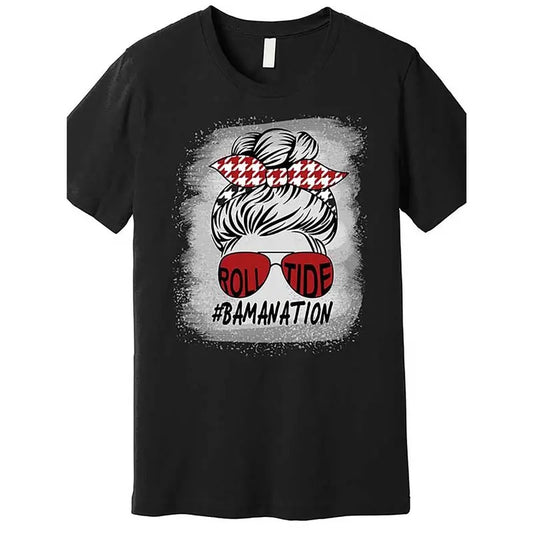 Roll Tide Alabama T-Shirt - Funny Men's Short Sleeve Graphic Tee with Crimson Design, Premium Quality,  made in usa