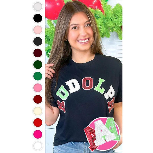 Rudolph Sequin Christmas Graphic T-Shirt