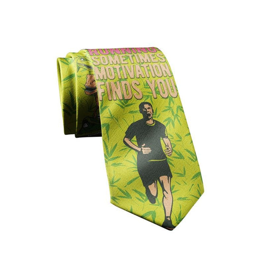 Running Sometimes Motivation Find You Necktie Funny Neckties for Men Dinosaur Tie Mens Novelty Neckties Funny Ties
