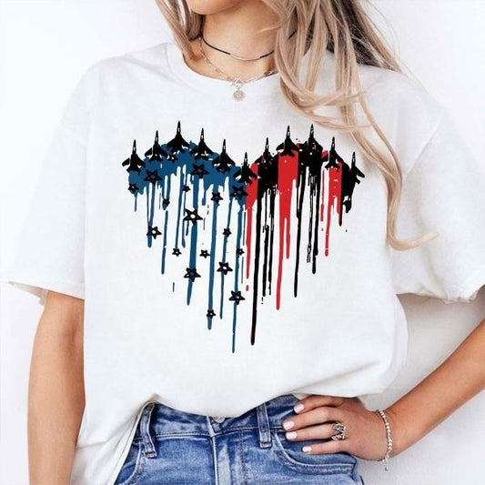 [SALE UP TO 60%] Red Wine Blue and Flyovers T-Shirt Sweatshirt, Memorial Day & 4th of July Graphic Tee, Cute Patriotic Air Force Shirt