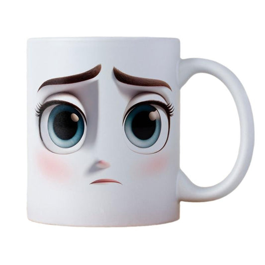 Sad Face 3d Effect Funny Face Mug, Drinkware Gift, Coffee Lover Gift, Funny Mug Gift, Sarcastic Gift Mug, Novelty Coffee Mug, Gifts For Besties Friends, 11 15oz Ceramic Cup, Gifts For Birthday Christmas