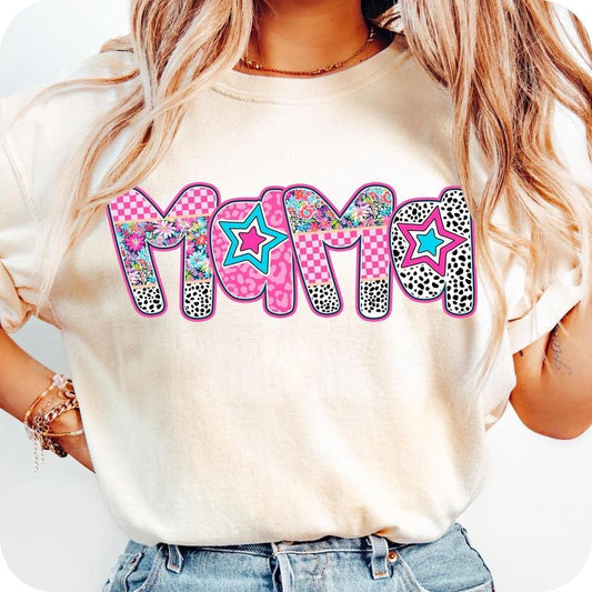 [Sale To 45% Off] Preppy Mama T-Shirt, Mama T-Shirt, Checkered, Pink Mama Floral, Dalmatian Dots, Leopard mama Shirt, Mothers Day T-Shirt