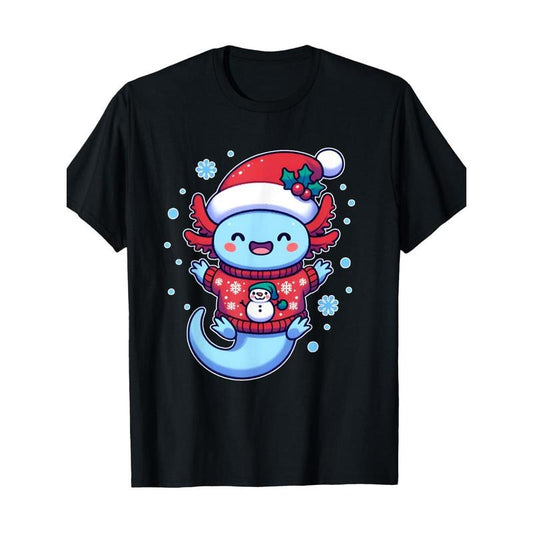 Santa axolotl Funny cute xmas funny christmas T-Shirt220g100%cotton made in usa