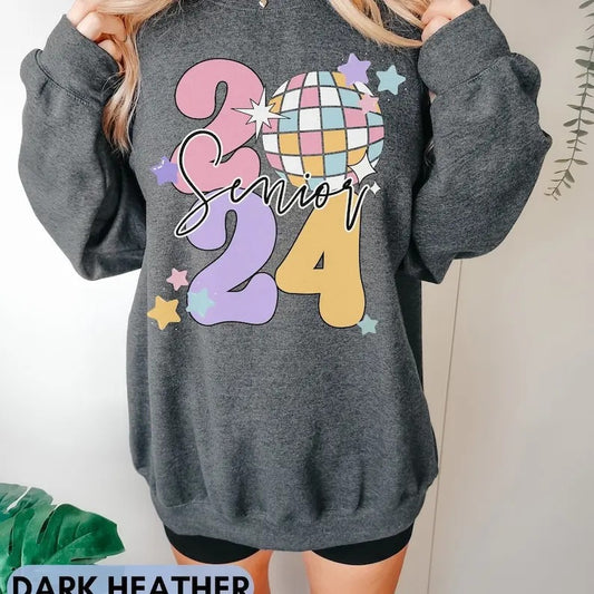 Senior 2024 Sweatshirt Retro, Class of 2024 Sweater groovy disco, 2024 Graduation Sweat shirt, Back To School Senior Crewneck Gift