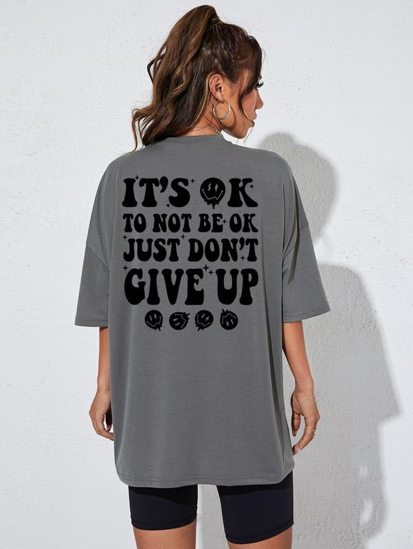 Short-Sleeve T Shirts Letter Print Oversized Top Graphic Tees Loose Casual Summer TopsY2Kstyle{n002}2