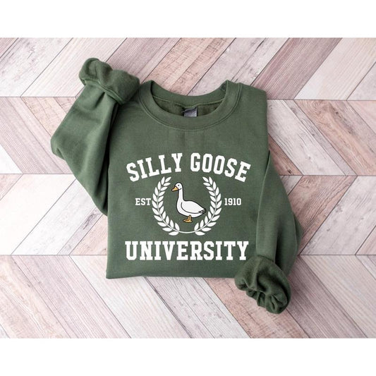 Silly Goose University Crewneck Sweatshirt,Unisex Silly Goose University Shirt,Funny Men's Sweatshirt,Funny Gift for Guys,Funny Goose Tshirt