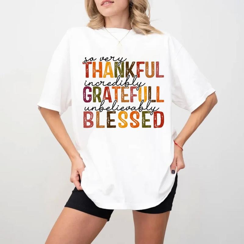 So Very Thankful Tshirt, Thankful Grateful Blessed T Shirt, Thanksgiving Gift, Thankful Tee, Grateful Shirt, Unisex Short Sleeve Tee, Casual Clothing