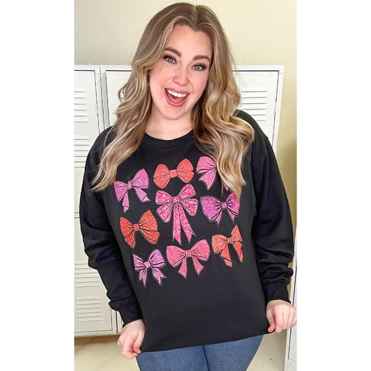 Sparkle Bow Graphic Sweatshirtstyle{n002}2